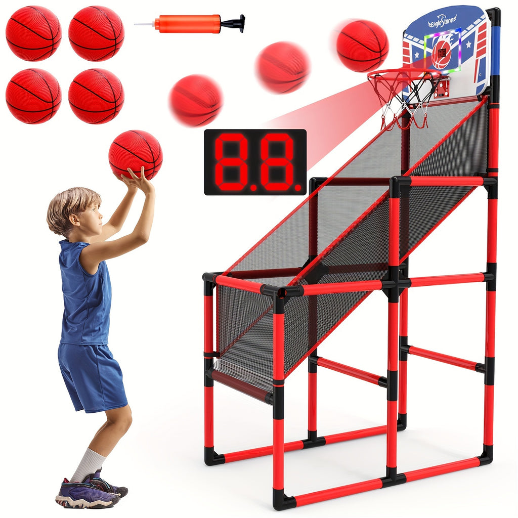 Kids Basketball Hoop Arcade Game W/Electronic Scoreboard Cheer Sound, Basketball Hoop Indoor Outdoor W/4 Balls, Basketball Game Toys Gifts For Kids 3-6 5-7 8-12 Toddlers Boys Girls