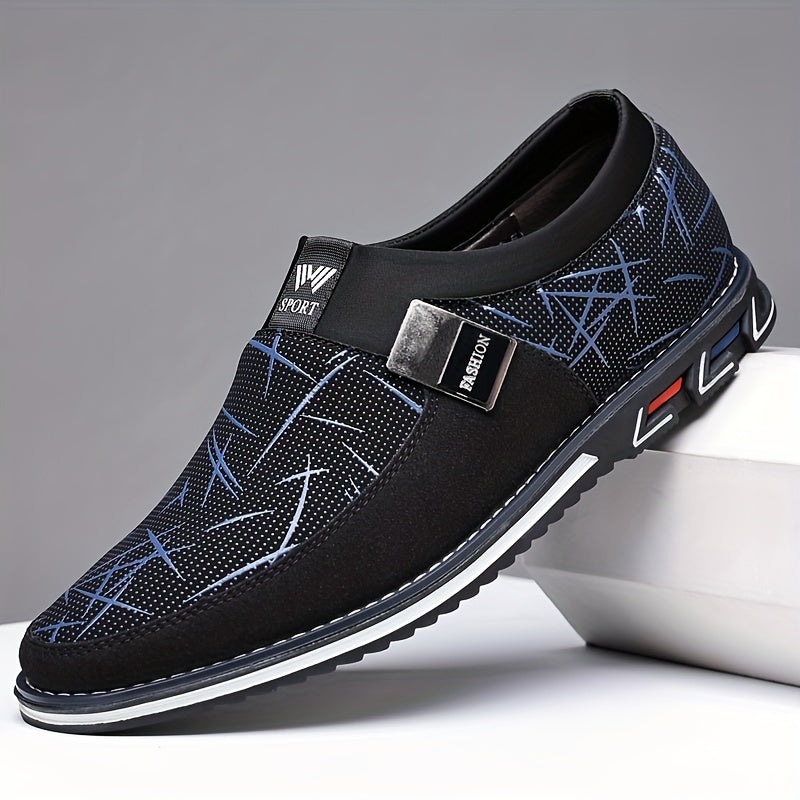 Men's Casual Synthetic Leather Loafers, Anti-skid Slip On Shoes With Rubber Sole For Business Office, Spring And Autumn