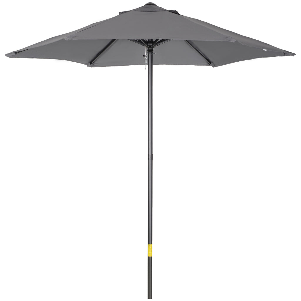 DodiOnline 2m Garden Parasol Umbrella, Outdoor Sun Shade with 6 Sturdy Ribs for Balcony, Bench, Garden, Dark Grey