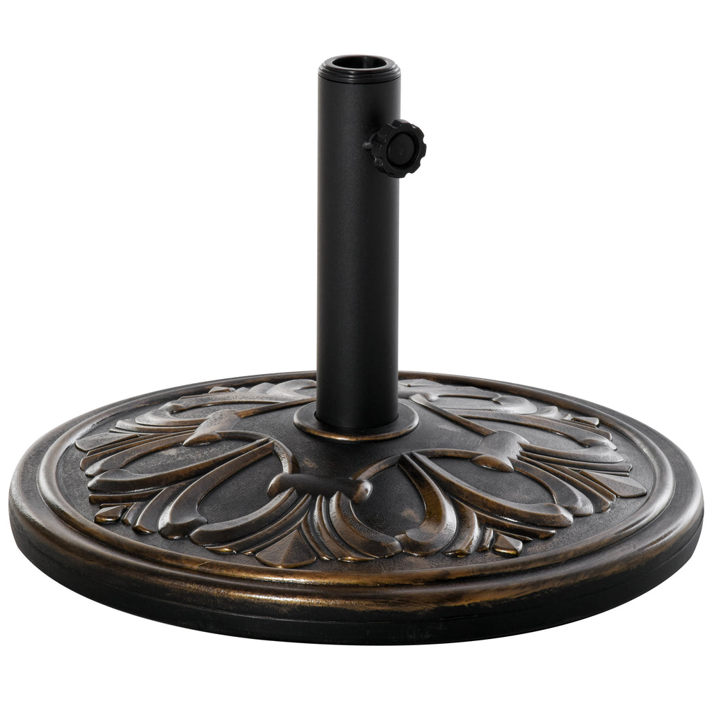 DodiOnline 13kg Round Umbrella Base Outdoor Parasol Base Weight Stand Holder for Outdoor Garden Bronze Tone
