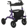 DodiOnline Folding Rollator Walker with Seat, Backrest, Lightweight Walking Frame with Storage Bag, Dual Brakes, All-terrain Wheels, Adjustable Handle Height, 4 Wheeled Walker for Seniors, Purple
