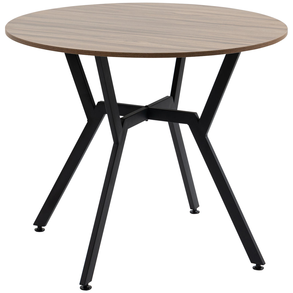 DodiOnline Dining Room Table with Black Legs Anti-slip Foot Pads for Living Room Dining Room 90 x 76 cm Brown