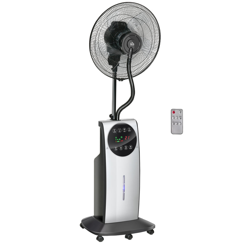DodiOnline 16" Pedestal Fan with Water Mist Spray, Humidifying Misting Fan, Standing Fan with 3 Speeds, 3.1L Water Tank, Timer and Electric Mosquito Killer Jack, Black