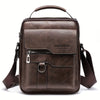 Men's Vintage Faux Leather Shoulder Bag - Adjustable Strap, Casual Business Crossbody for Daily Commute