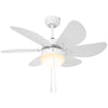 DodiOnline Ceiling Fan with LED Light, Flush Mount Ceiling Fan Lights with 6 Reversible Blades, Pull-chain Switch, White