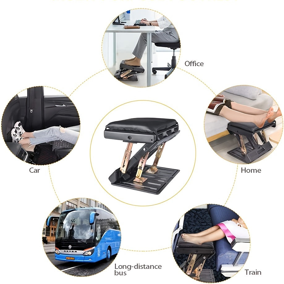 Ergonomic Adjustable Footrest - Height Customizable, Tilt Function, Breathable Mesh, Sturdy Construction, Perfect for Office, Home, and Gaming Use