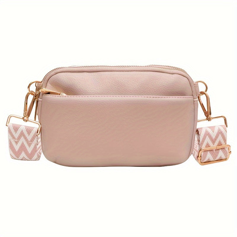 Stylish Square Purse - Women's PU Leather Crossbody Handbag with Wide Strap and Solid Color Design - Perfect for Daily Use and Travel