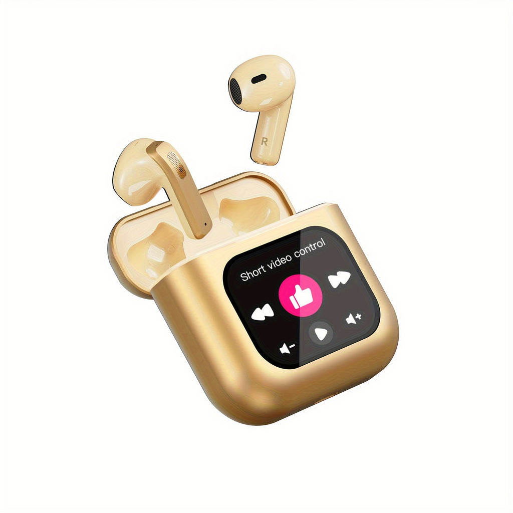 XHJ K1 Wireless earbuds with LCD touchscreen display, intelligent noise-canceling sleep-aiding headphones, 40 hours of long battery life, control music player, tiktok video playback, likes Audio Earphones Electronic Headset C