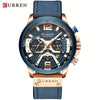 CURREN Chronograph Men's Watch Casual Sports Fashion Calendar Analog PU Leather Wrist Watch