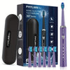 PHYLIAN PRO-Sonic-Electric-Toothbrush-for-Adults-Rechargeable-Toothbrushes-Power-Electronic Toothbrush with Tooth Brush Holder, 3 Hours Charge for 120 Days and Travel Case