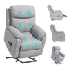 DodiOnline Power Lift Chair Electric Riser Recliner for Elderly with Massage, Linen Fabric Sofa Lounge Armchair with Remote Control and Side Pocket, Grey