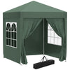 DodiOnline 2 x 2 m Garden Pop Up Gazebo, Wedding Party Tent Marquee, Water Resistant Awning Canopy with Sidewalls, Windows, Carry Bag, Green