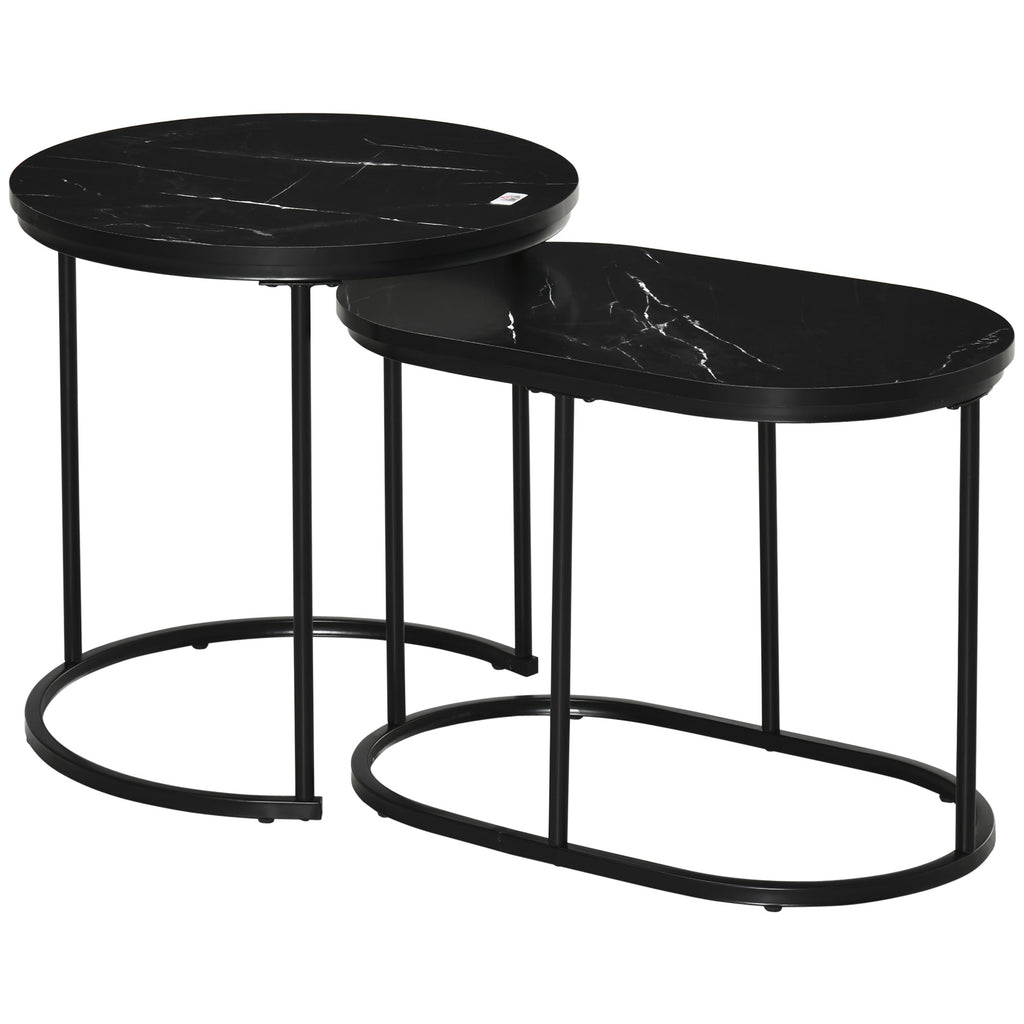 DodiOnline Marble-Effect Nest of Tables - Black/White