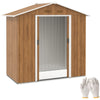 DodiOnline 6.5 x 3.5ft Metal Garden Storage Shed - Brown Wood Effect