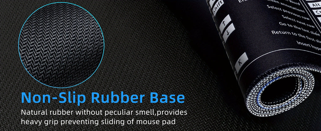 EXCOVIP Rubber Mouse Pad, Oblong Shape, Non-Slip Desk Mat for Office, Home, Student Study, Keyboard Shortcut Design, Ideal for Office Word Excel PPT, Durable and Easy to Clean