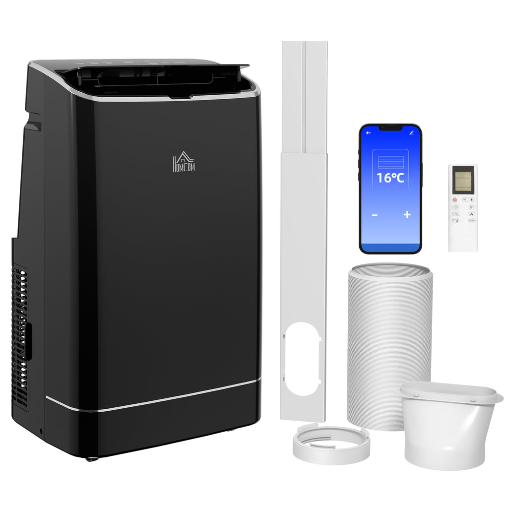 DodiOnline 14000 BTU Mobile Air Conditioner, 35m², Smart Home WiFi, with Dehumidifier, Fan, 24H Timer, Window Kit, Black