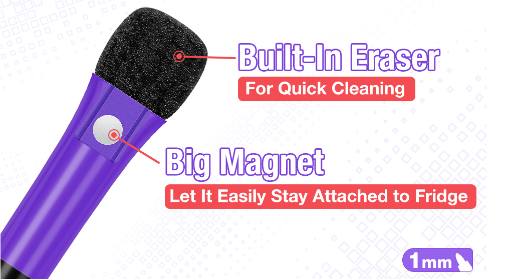 Fine Tip Dry Erase Markers 8pcs, Magnetic Dry Erase Markers With Eraser, Skinny Low Odor White Board Marker Pens Bullet Tip Fine Point Thin Dry Erase Markers For Office Supplies