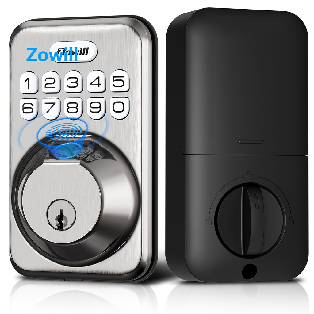 Fingerprint Front Door Lock Set with 2 Handles - Auto Lock & One-Touch Lock, Easy Install, Electronic Keypad Deadbolt, Keyless Entry Door Lock with Handle for Front Door