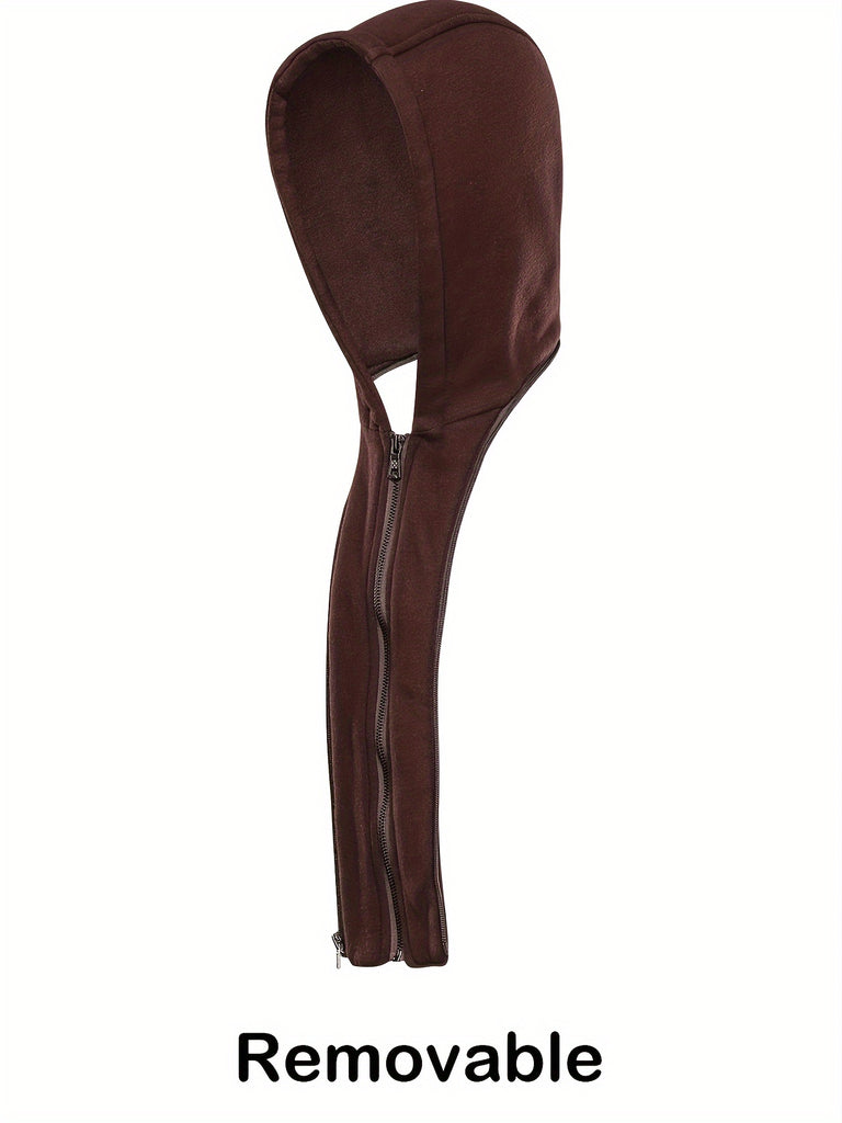 Men's Casual Hooded PU Leather Jacket, Chic Multi Pocket Biker Soft-shell Jacket