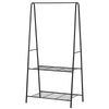 DodiOnline Metal Clothes Rack Coat Garment Hanger Hallway Organiser Hanging Rail Stand 2-tier Shoe Shelving A Shaped 77L x 45W x 153H cm Black