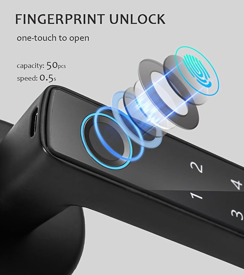 Fingerprint Password Mobile Phone App Smart Lock Digital Electronic Room Door Handle Lock