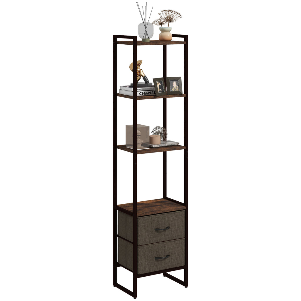 DodiOnline Four-Tier Industrial Display Shelf, with Bottom Drawers