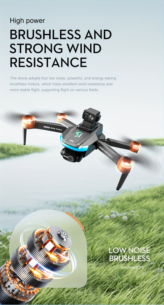 New S9S aerial drone, GPS positioning, Automatic return, Remote-controlled aircraft, High-definition dual camera with 2-axis Self Stabilizing Electronic Anti-Shake Gimbal, Brushless motor, Foldable four axis aircraft