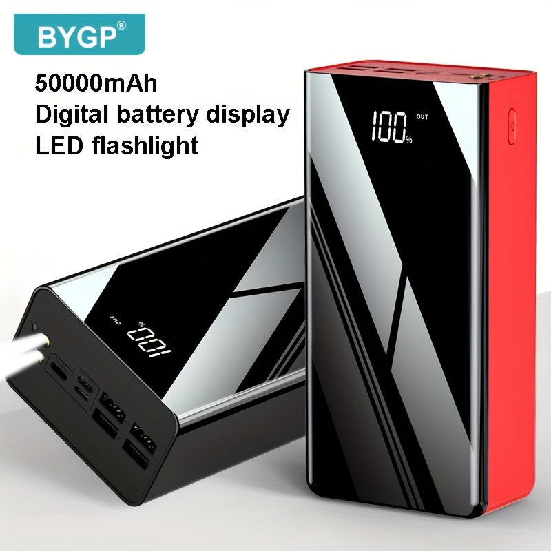 BYGP 50000/40000/30000mAh Portable Power Bank, USB Mobile Phone Charger, With LED Power Display/flashlight, Outdoor Emergency Power Reserve Battery Pack, Camping Lamp, Suitable For IPhone/Android Mobile Phone Digital Electron
