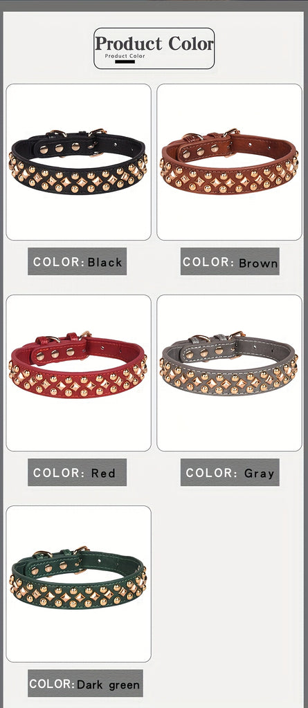 1pc Rivet Pet Collar, Retro Leather Dog Collar, Suitable For Pets Neckwear Accessories