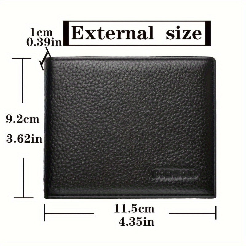 1pc Men's Genuine Leather Wallet, Ultra-thin Multi-functional Card Bag, Large Capacity Top Layer Cowhide Wallet