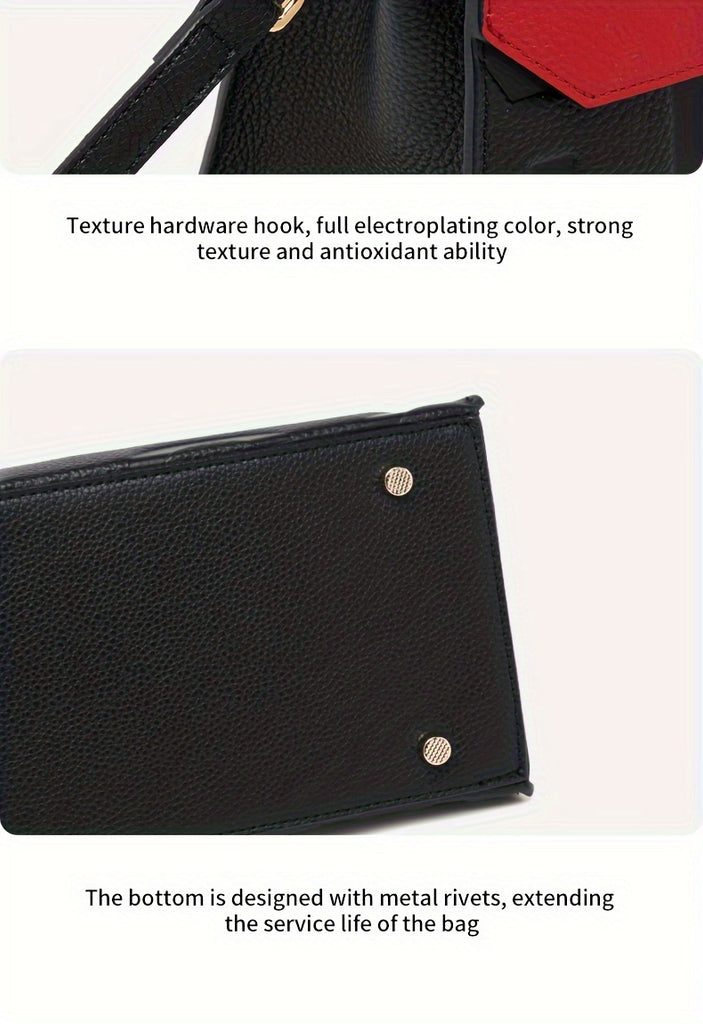 ZOOLER Genuine Leather Handbag, Women's Luxury Crossbody Bag, Letter Embossed Satchel Purse