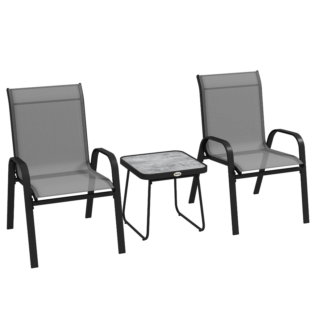 DodiOnline Three-Piece Metal Frame Garden Seating Set - Grey