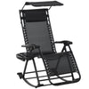 DodiOnline Garden Rocking Chair Folding Recliner Outdoor Adjustable Sun Lounger Rocker Zero-Gravity Seat with Headrest Side Holder Patio Deck - Black