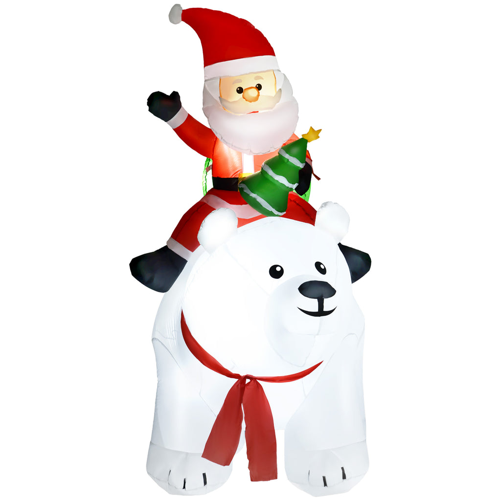 DodiOnline 6.6ft Inflatable Santa Riding Polar Bear Decoration