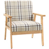 DodiOnline Modern One Seater Sofa for Living Room, Linen Fabric Small Couch with Rubber Wood Frame, Armrests, Lattice Pattern, Upholstered Armchair, Beige