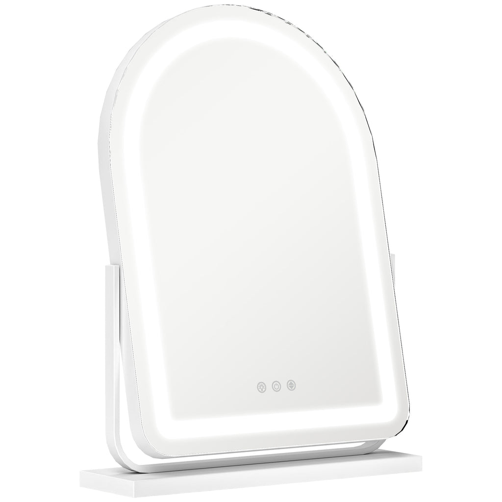 DodiOnline LED Vanity Mirror with Lights, 43 x 59cm Lighted Makeup Mirror with 3 Colour, 360° Rotation, Touch Screen, for Bedroom and Dressing Room, White