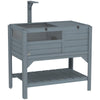 PawHut Wooden Tortoise House, with Shelter, Run, Shelf, Lamp Holder, Tray, Grey