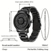 FOXBOX Fashionable Men's Watch, Cool Dial Display Design Waterproof Rotating Magnetic Bead Watch, Family Party Gift, Black And Grey Leather Belt