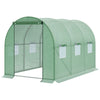 DodiOnline Walk-in Polytunnel Greenhouse, Outdoor Garden Tunnel Greenhouse Tent with Zipped Roll-Up Door and 6 Mesh Windows, 3 x 2M