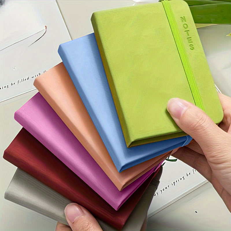 1pc A7 Small Lined Pocket Journal Portable Notebook, 100 Pages, Small, Soft Faux Leather, 10.49 cm X 7.49cm 100 Gsm Thick Paper, Hardcover, Best for school travel meeting business writing