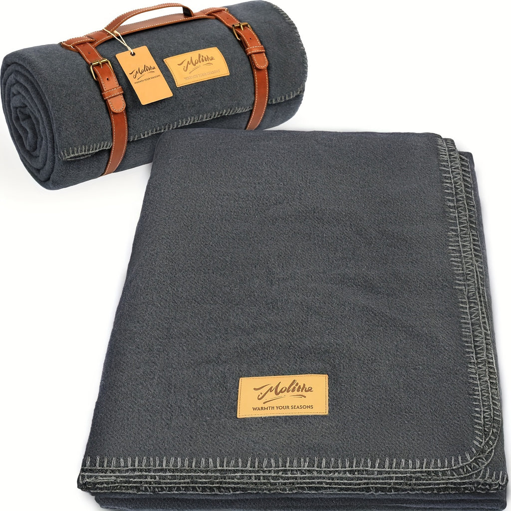 100% Wool Blanket, Warm, Thick, Washable, Military Wool Blanket, Great For Camping, Outdoors, Sporting Events, Survival Kits