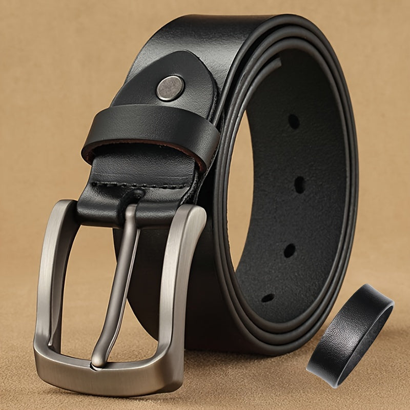 Men Cowhide Genuine Leather Prong Buckle Belt For Men