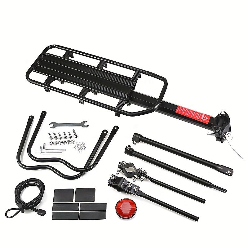 Bicycle Rear Bracket, Bicycle Seat Luggage Rack Holder Carrier For Luggage, Cargo, 90kg/190LB Load, Aluminum Alloy Adjustable Rack With Reflector For Cycling Camping Touring Sport