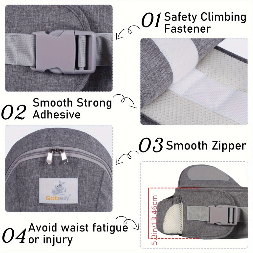 The Ultimate Gray Baby Carrier: Hip Seat, Shoulder Strap, Waist Belt & Storage Space - Perfect For Busy Parents, Christmas, Halloween, Thanksgiving Day Gift