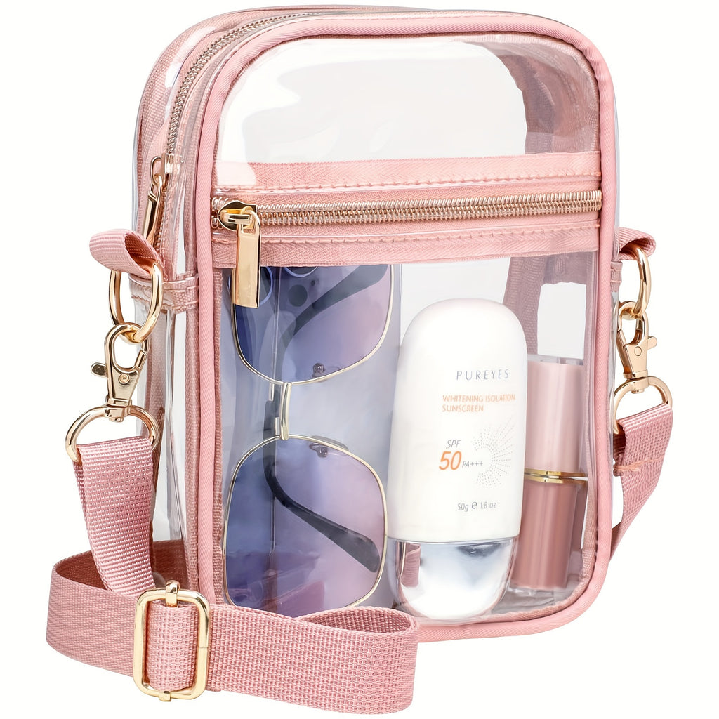 Clear View Crossbody Bag - Stadium-Approved, Spacious, Water-Resistant, Adjustable Strap, Interior Pockets - Perfect for Concerts, Sporting Events, Music Festivals, and Travel