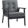DodiOnline Retro-Style Accent Chair, with Faux Leather Seat - Grey