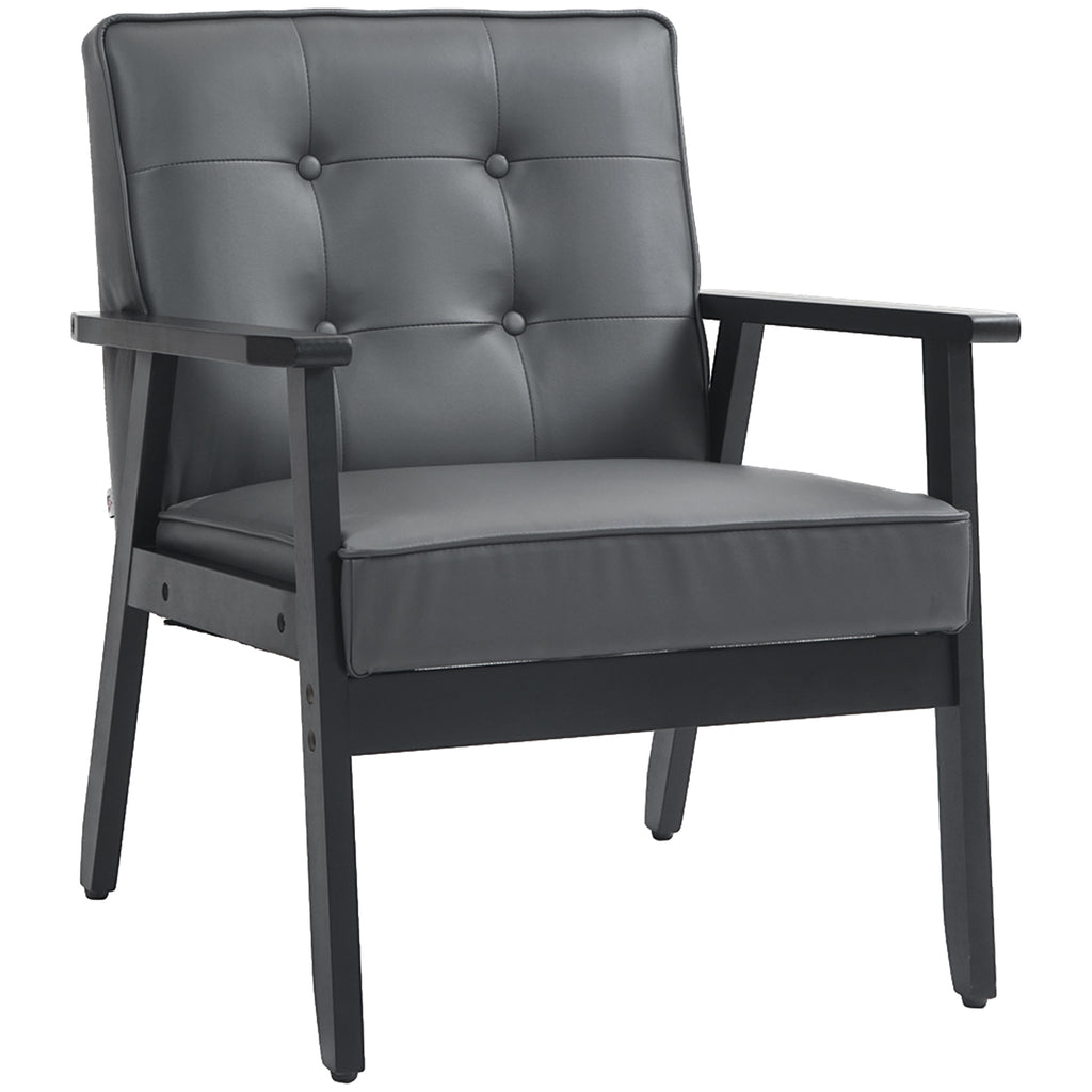 DodiOnline Retro-Style Accent Chair, with Faux Leather Seat - Grey