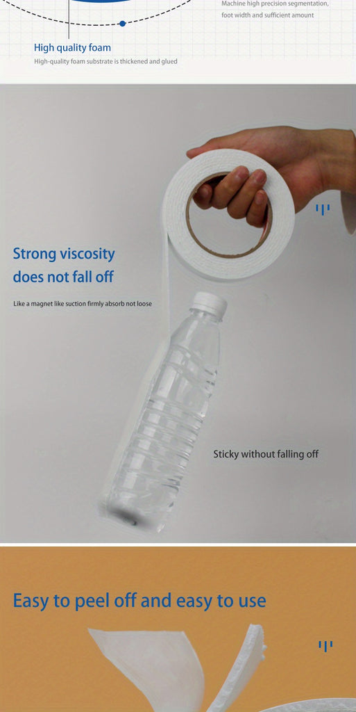 4 Rolls of Ultra-Strong Double-Sided Foam Tape - Mounting Tape for Home, Office, and Industrial Use - Heavy-Duty Foam Sponge Adhesive for Secure Bonding and Holding