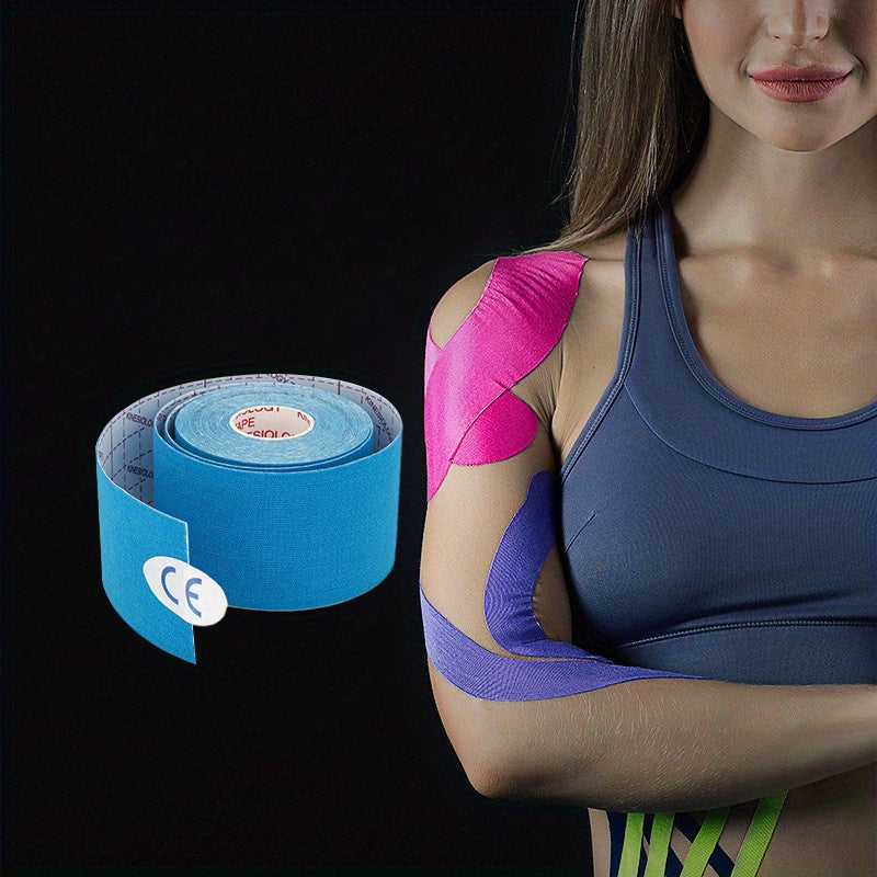 Enhanced Muscle Support & Recovery Kinesiology Tape - 5cm x 5m, Water-Resistant, Elastic, Universal Fit Sport Tape