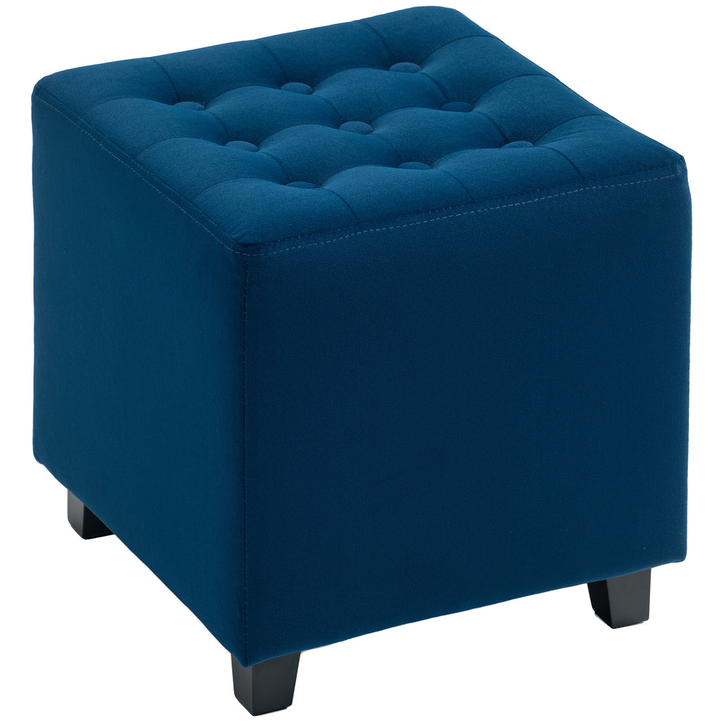 DodiOnline Velvet-Feel Square Ottoman - Blue